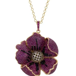 Latelita Poppy Pendant Necklace Gold Ruby Red Cz