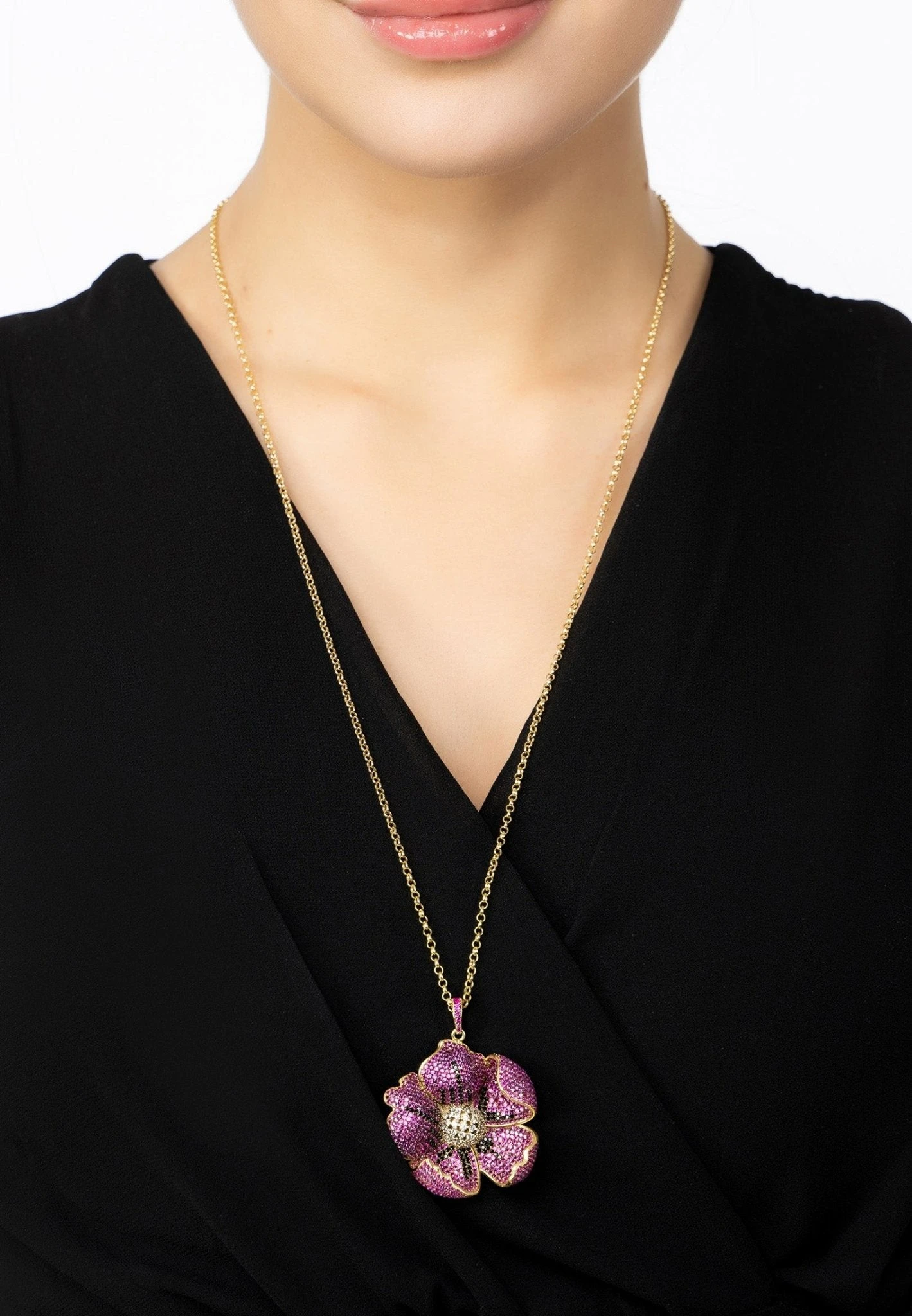 Latelita Poppy Pendant Necklace Gold Ruby Red Cz 2 Latelita Poppy Pendant Necklace Gold Ruby Red Cz - Image 2