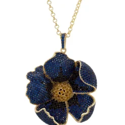 Latelita Poppy Pendant Necklace Gold Sapphire Blue Cz