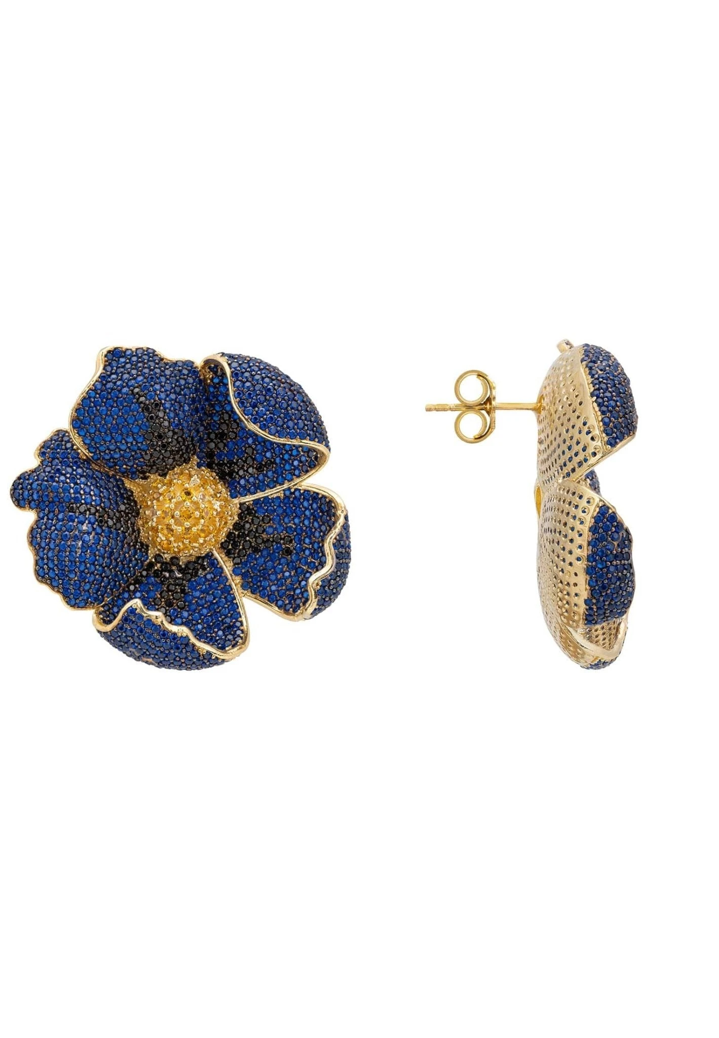 Latelita Poppy Sapphire Blue Earrings Gold 3 Latelita Poppy Sapphire Blue Earrings Gold - Image 3