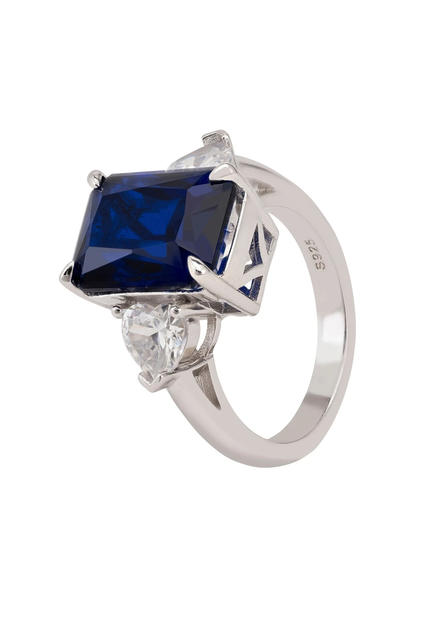 Latelita Rania Rectangle Gemstone Ring Silver Sapphire 1 Latelita Rania Rectangle Gemstone Ring Silver Sapphire