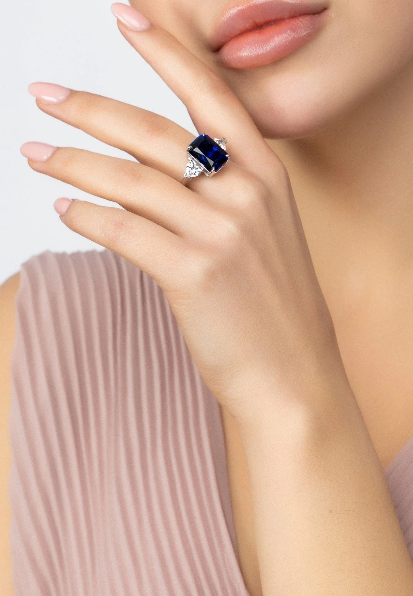 Latelita Rania Rectangle Gemstone Ring Silver Sapphire 3 Latelita Rania Rectangle Gemstone Ring Silver Sapphire - Image 3