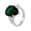 Latelita Rania Teardrop Gemstone Ring Silver Emerald