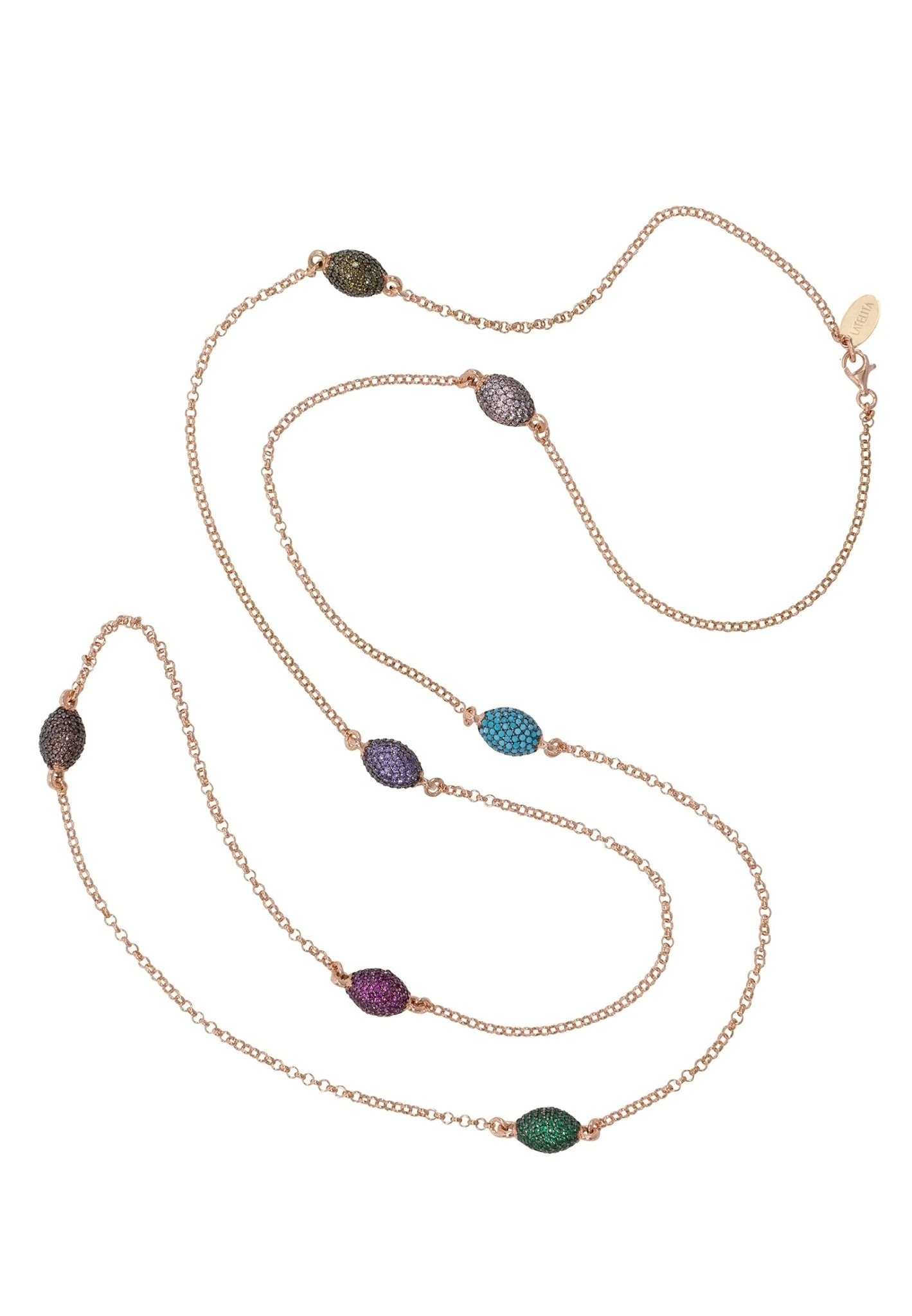 Latelita Rococo Rainbow Long Necklace Rosegold 1 Latelita Rococo Rainbow Long Necklace Rosegold