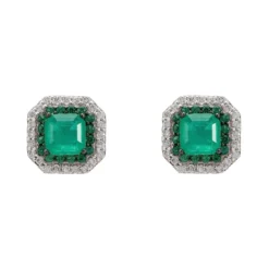Latelita Rosalind Stud Earrings Silver Colombian Emerald