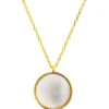 Latelita Round Mother Of Pearl Locket Pendant Necklace Gold