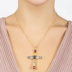 Cheap Gemiracle Store -Cheap Gemiracle Store santa maria extra large gemstone cross pendant gold 779428