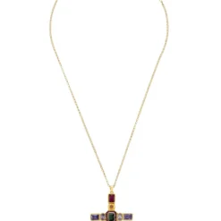 Latelita Santa Maria Extra Large Gemstone Cross Pendant Gold -Cheap Gemiracle Store santa maria extra large gemstone cross pendant gold 868908