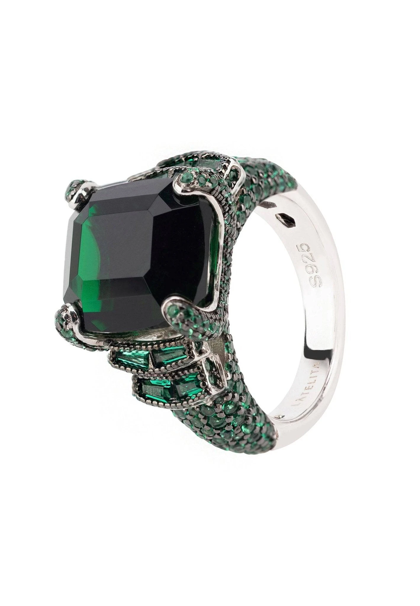 Latelita Seasons Cocktail Ring Solstice Emerald Silver 1 Latelita Seasons Cocktail Ring Solstice Emerald Silver