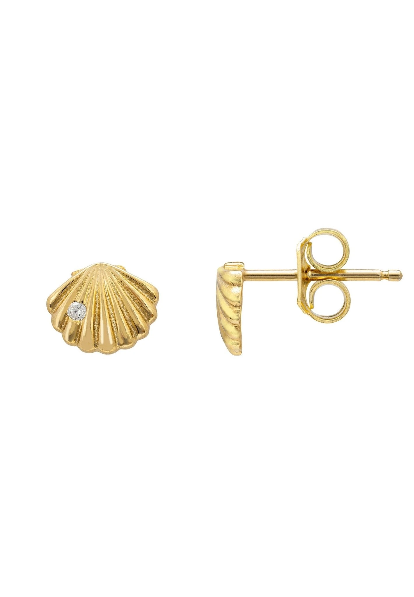 Latelita Shell Metallic Stud Earrings Gold 3 Latelita Shell Metallic Stud Earrings Gold - Image 3