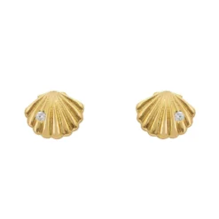 Latelita Shell Metallic Stud Earrings Gold