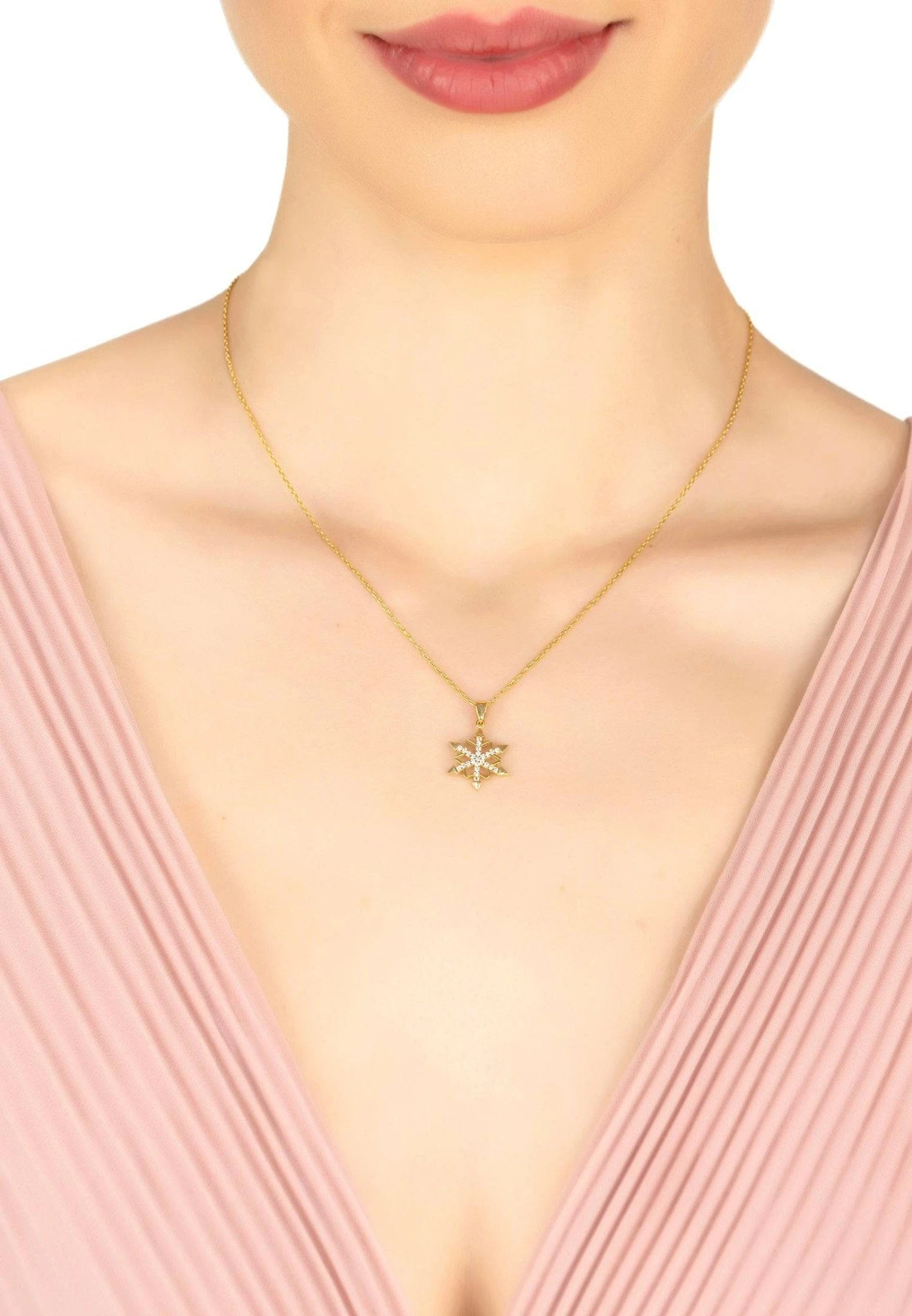 Latelita Snowflake Sparkle Necklace Gold 2 Latelita Snowflake Sparkle Necklace Gold - Image 2