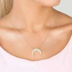 Latelita Sparkling Tusk Horn Necklace Silver -Cheap Gemiracle Store sparkling tusk horn necklace silver 440202