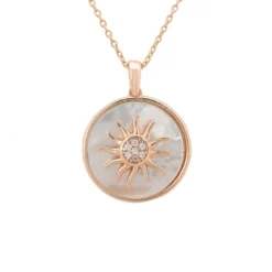 Latelita Sunburst Round White Mother Of Pearl Necklace Rosegold