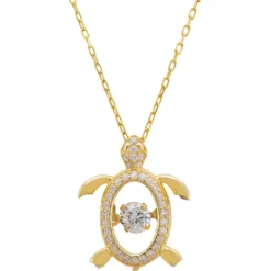 Latelita Turtle Floating Sparkle Necklace Gold