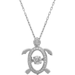 Latelita Turtle Floating Sparkle Necklace Silver