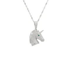 Latelita Unicorn Sparkling Pendant Necklace Silver