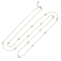 Latelita Venice 120Cm Long Chain Necklace Rosegold Rose Quartz