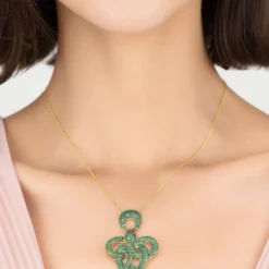 Latelita Viper Snake Pendant Necklace Gold Emerald -Cheap Gemiracle Store viper snake pendant necklace gold emerald 276243