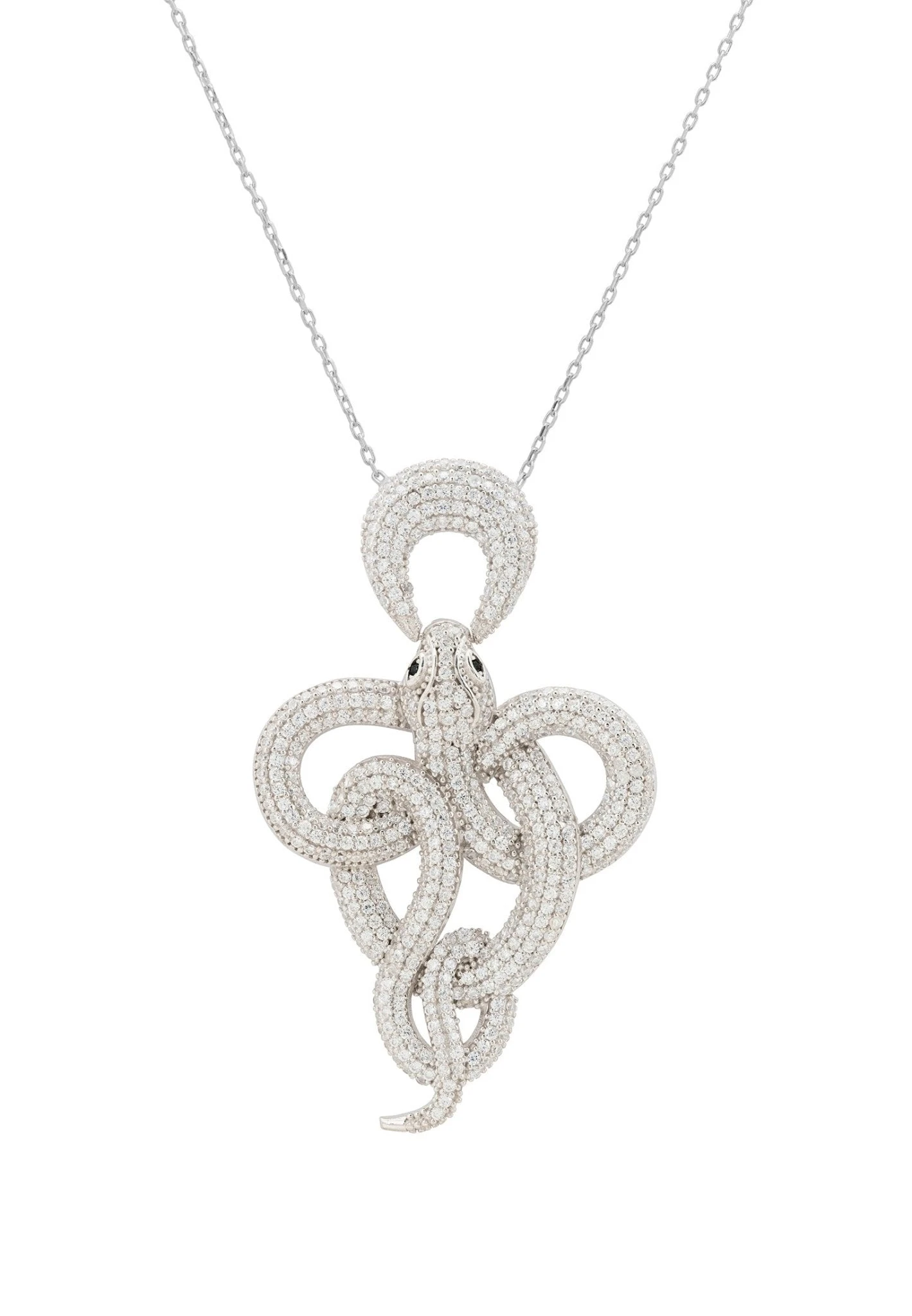 Latelita Viper Snake Pendant Necklace Silver White 1 Latelita Viper Snake Pendant Necklace Silver White