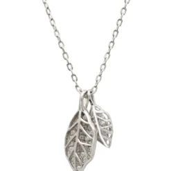 Latelita Willow Double Leaf Necklace Silver