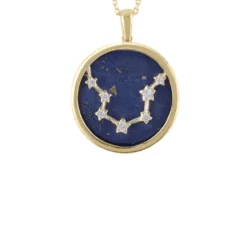 Latelita Zodiac Lapis Lazuli Gemstone Star Constellation Pendant Necklace Gold Aquarius