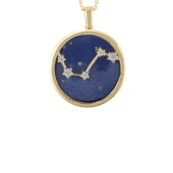 Latelita Zodiac Lapis Lazuli Gemstone Star Constellation Pendant Necklace Gold Aries