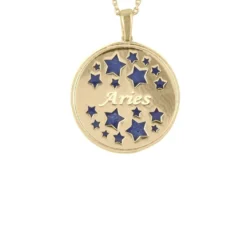 Latelita Zodiac Lapis Lazuli Gemstone Star Constellation Pendant Necklace Gold Aries -Cheap Gemiracle Store zodiac lapis lazuli gemstone star constellation pendant necklace gold aries 708787