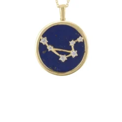 Latelita Zodiac Lapis Lazuli Gemstone Star Constellation Pendant Necklace Gold Libra