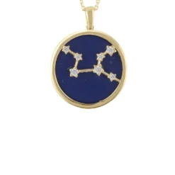 Latelita Zodiac Lapis Lazuli Gemstone Star Constellation Pendant Necklace Gold Virgo