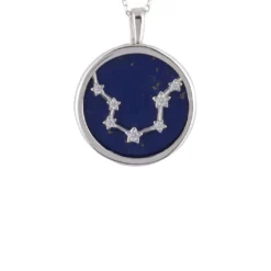 Latelita Zodiac Lapis Lazuli Gemstone Star Constellation Pendant Necklace Silver Aquarius