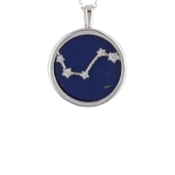 Latelita Zodiac Lapis Lazuli Gemstone Star Constellation Pendant Necklace Silver Aries