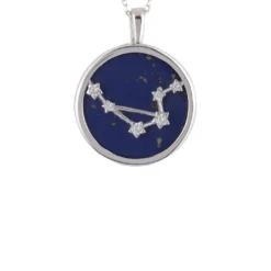 Latelita Zodiac Lapis Lazuli Gemstone Star Constellation Pendant Necklace Silver Libra